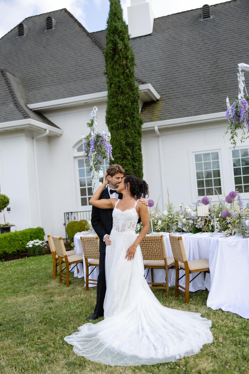 Gown spread across the lawn